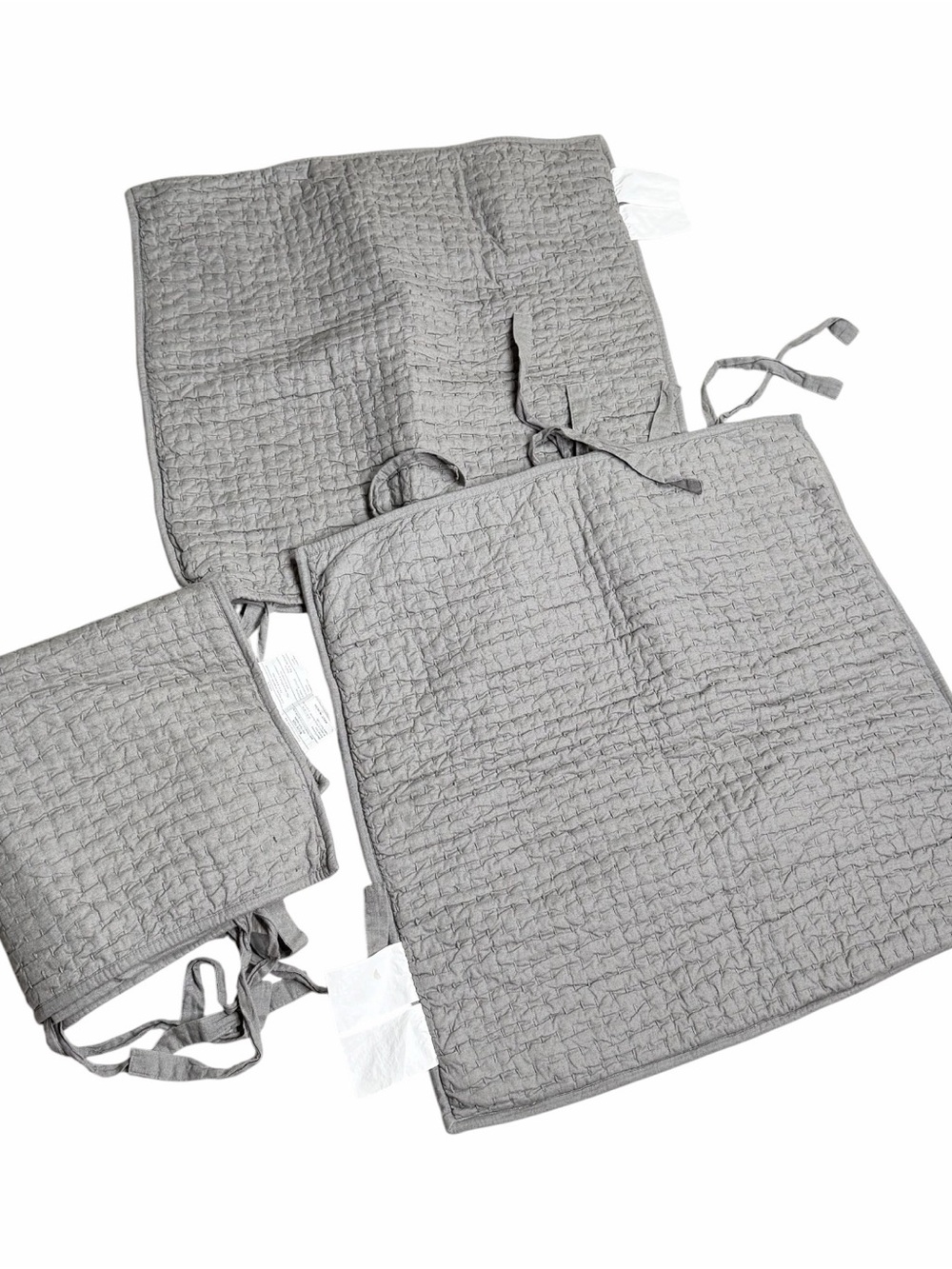 Pottery Barn Pick-Stitch Cotton Linen 3 Euro Pillow Shams Gray 26X26
